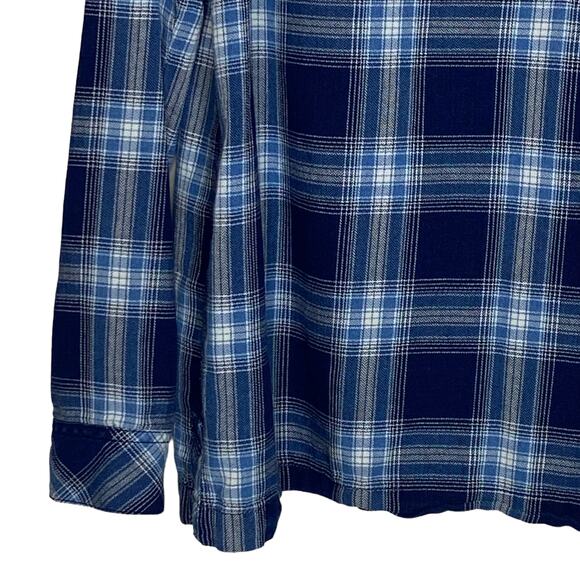 J Jill Womens Size XS Blue Plaid Blouse Top Back Buttons Cotton Boat Neck - Picture 4 of 10